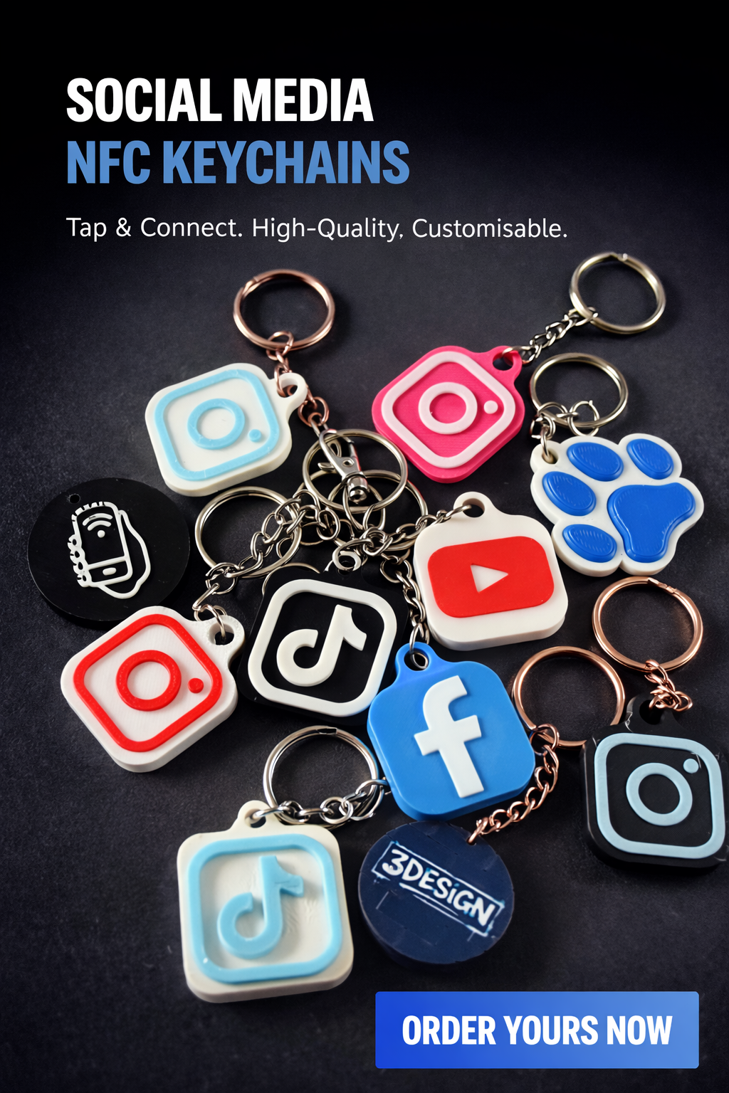 Custom NFC Social Media Keychain – Tap & Share Instantly
