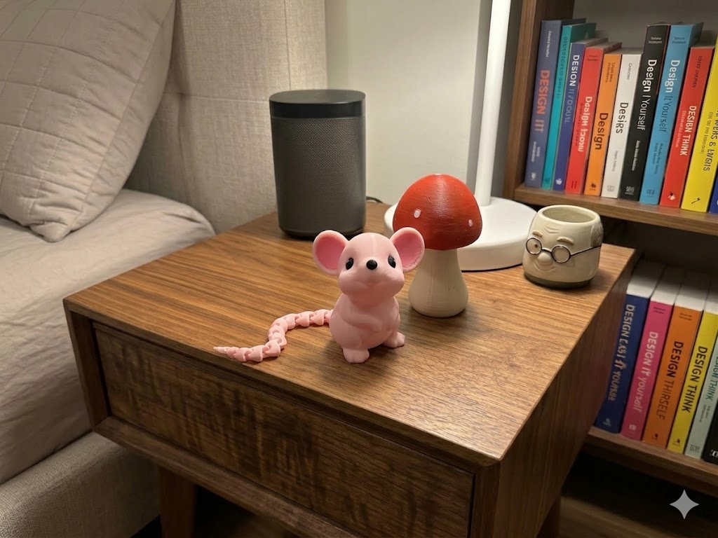 Squeaklets articulated mouse in pink – viral TikTok fidget toy by 3DESIGN