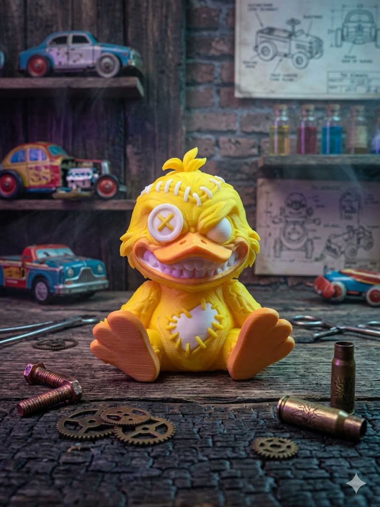 Snarlz angry duck figurine side view novelty desk toy UK