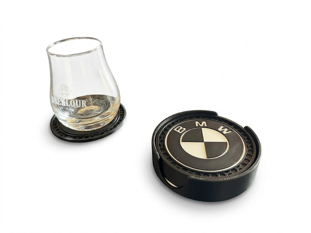 BMW logo coaster set side view car lover gift UK