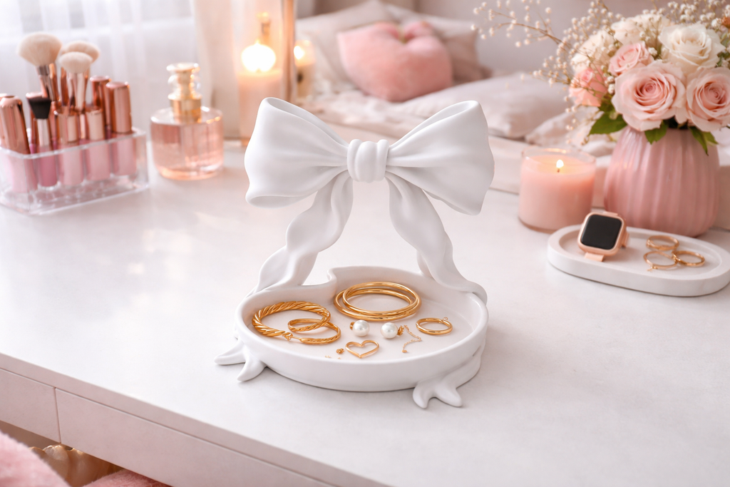Luxe Bow jewellery stand white bow shaped jewellery holder UK