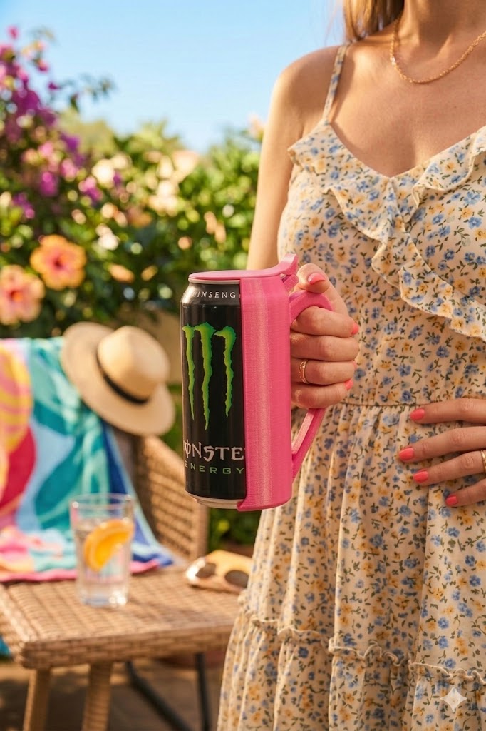 CanMate can grip and cover in pink – fits 330ml and 500ml cans by 3DESIGN