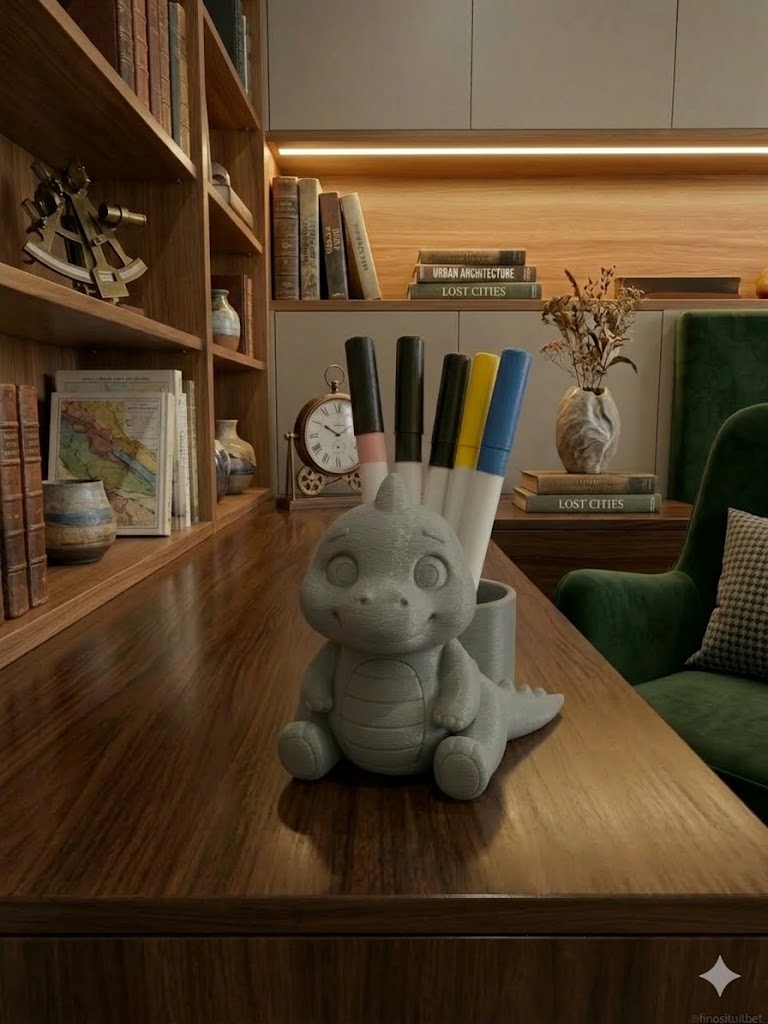  Dino desk pen and pencil holder – novelty stationery organiser UK