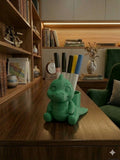 DinoDesk dinosaur pen holder in green – fun desk organiser by 3DESIGN