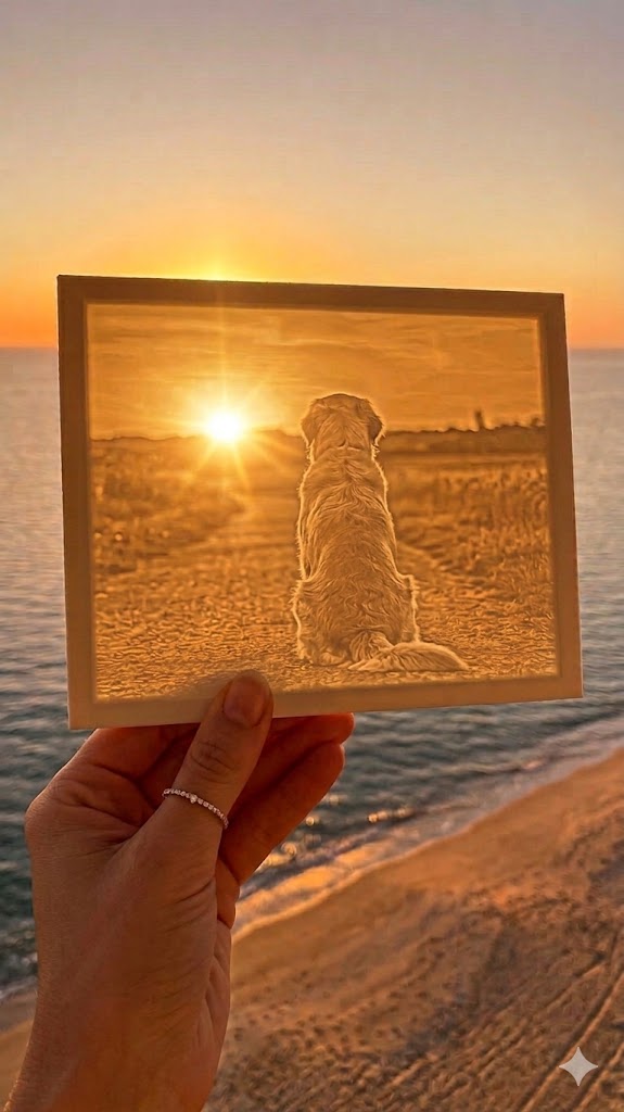 LightReveal 12x18 lithophane dog portrait personalised gift UK