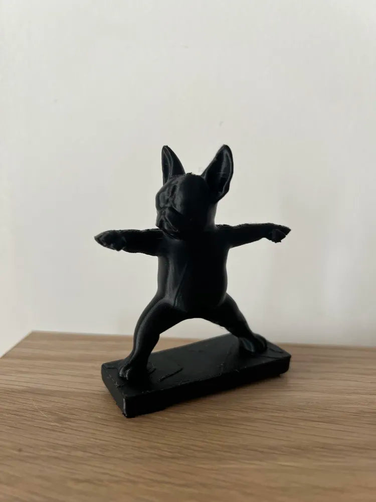  black French Bulldog figurine striking a yoga pose, premium gift sculpture