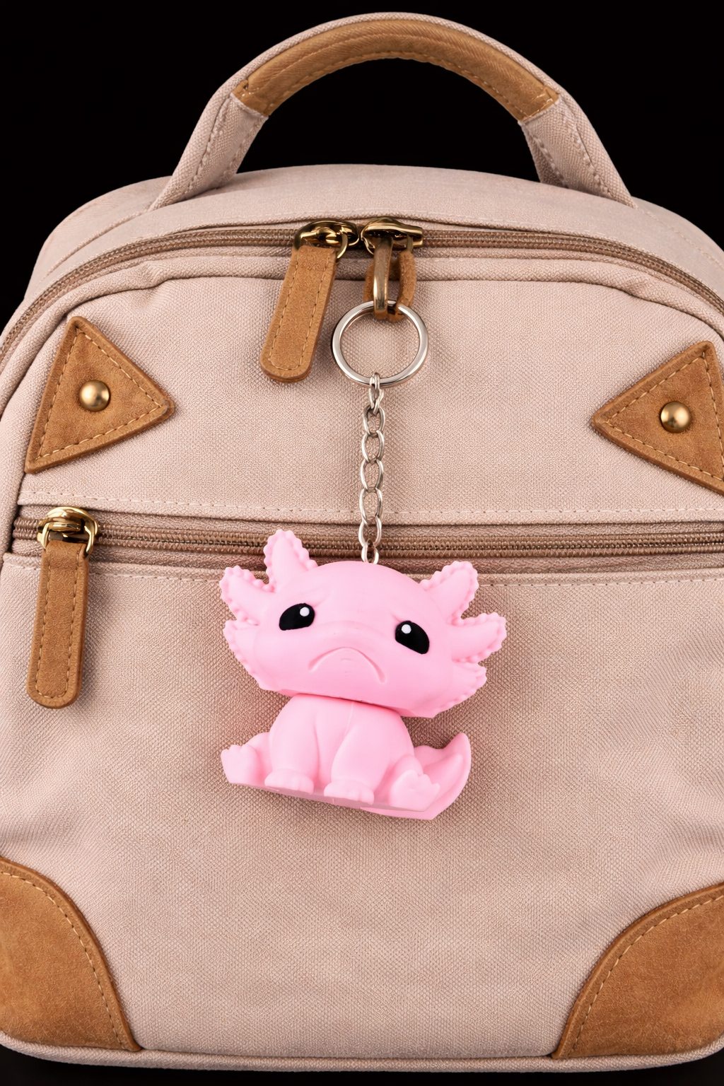 Image 1 → Gloomy axolotl keychain moody axolotl keyring on bag 