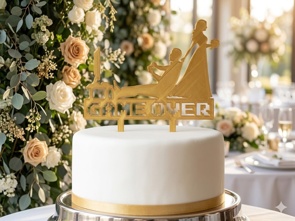 Game Over Moment wedding cake topper novelty gamer gift UK