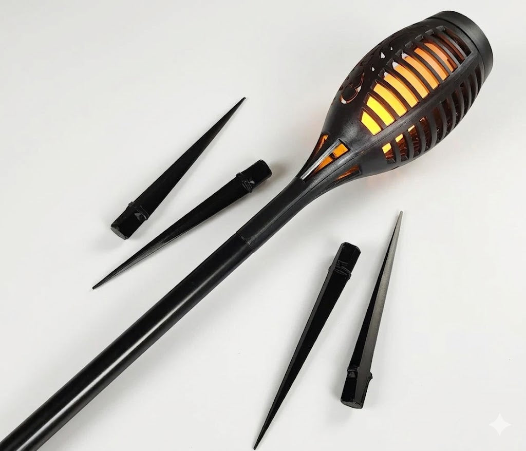 GroundGrip stakes holding solar lights – garden lighting accessory by 3DESIGN
