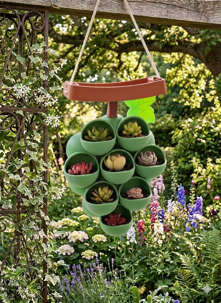 VineDrop grape shape planter – unique hanging plant pot by 3DESIGN