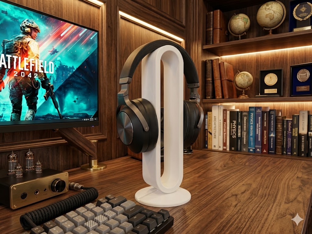 3DESIGN Aura headphone stand side view desk organiser UK
