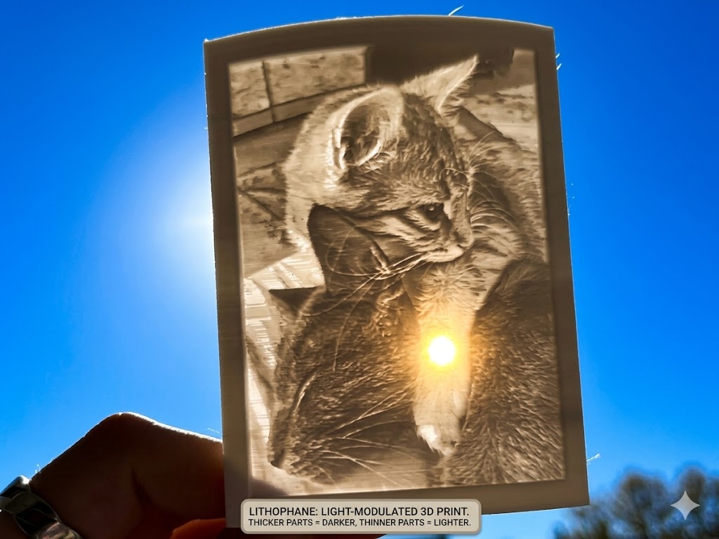 Lithophane cat portrait personalised photo gift close up UK
