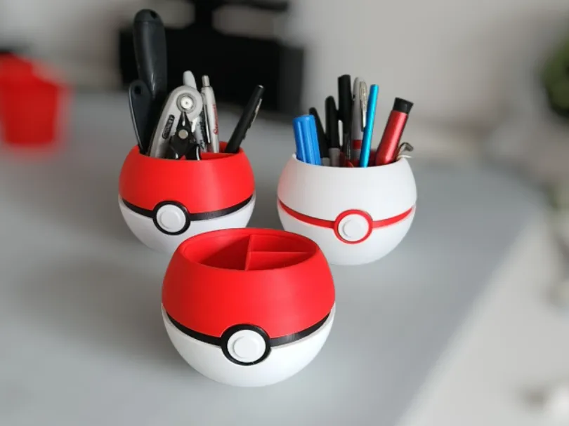 Pokéball pen holder desk organiser close up detail UK