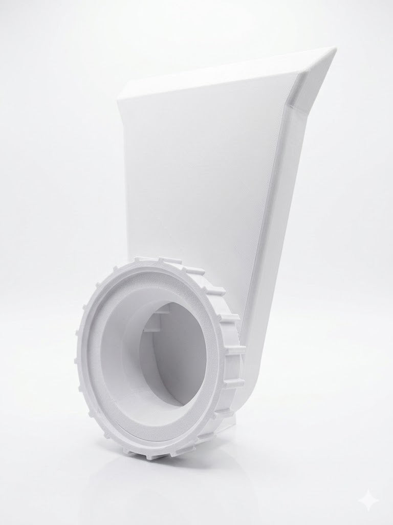 White pool fountain attachment with threaded ring connector