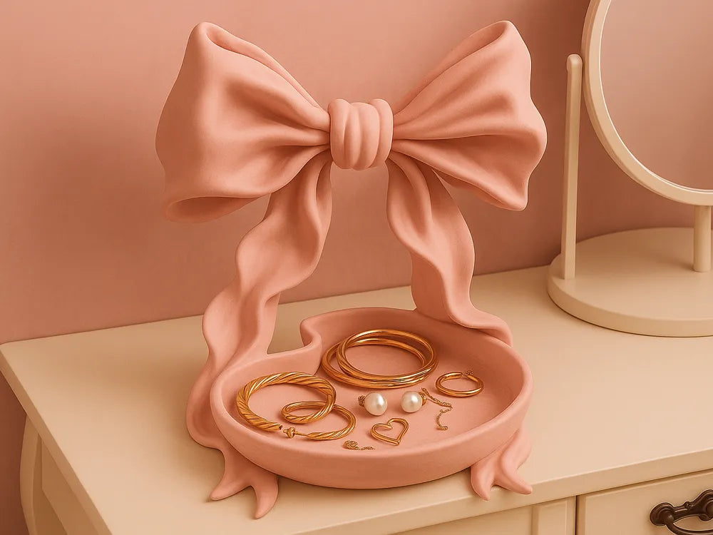 Luxe Bow ribbon jewellery stand desk accessory novelty gift UK