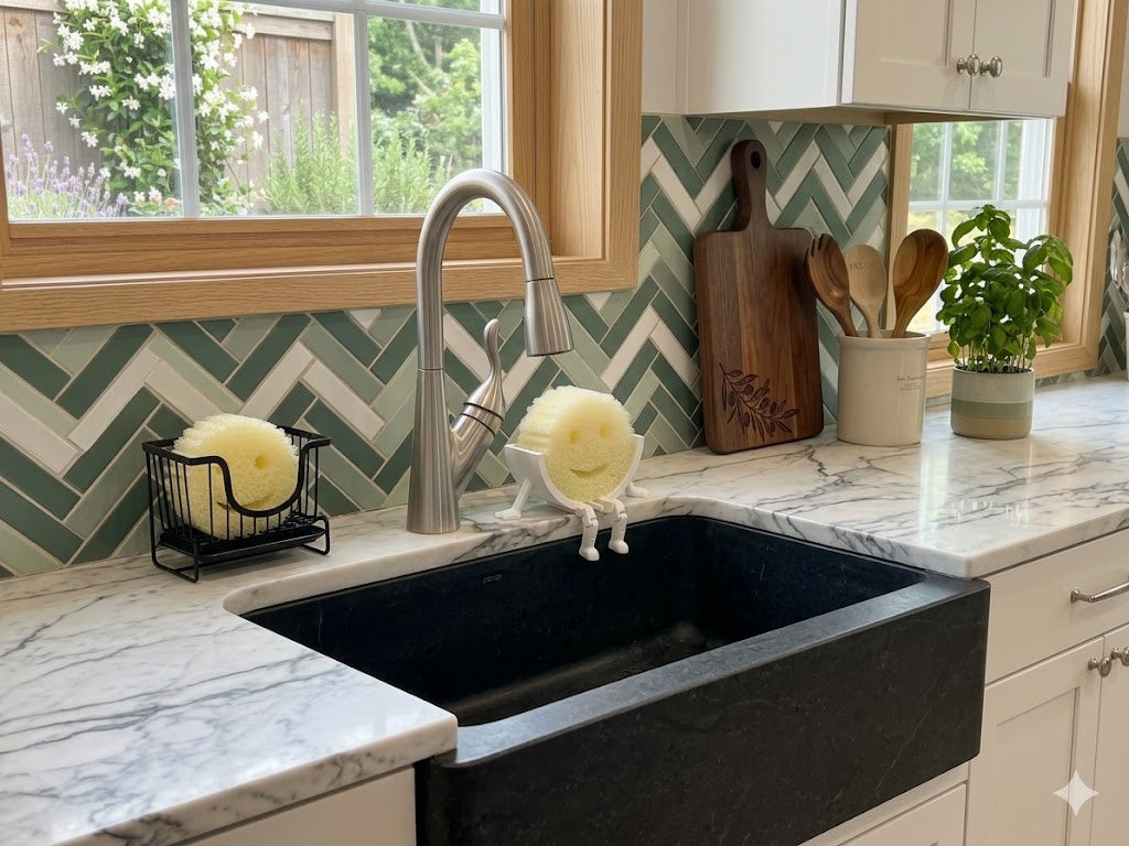 HappyScrub Sink Buddy white sponge holder kitchen gift UK