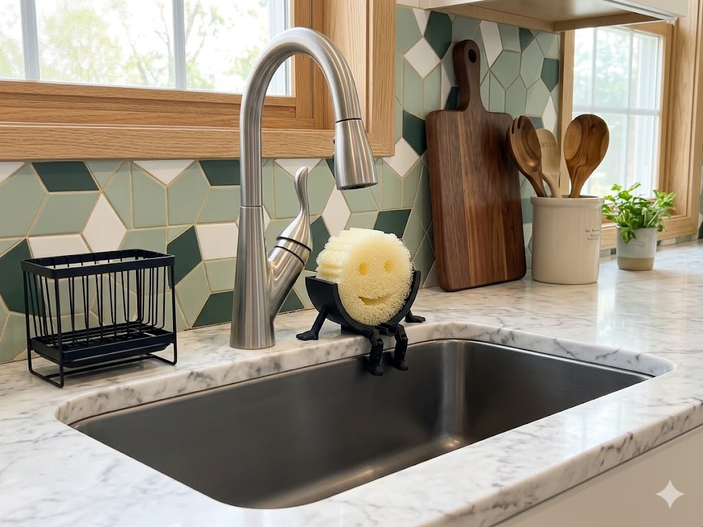 HappyScrub Sink Buddy sponge holder side view kitchen accessory UK