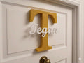 Signature Initial personalised door sign gold name plaque gift UK