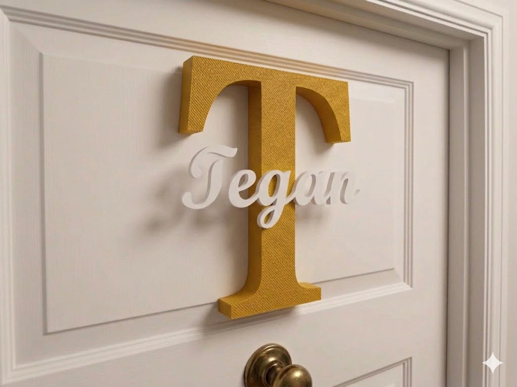 Signature Initial personalised door sign gold name plaque gift UK