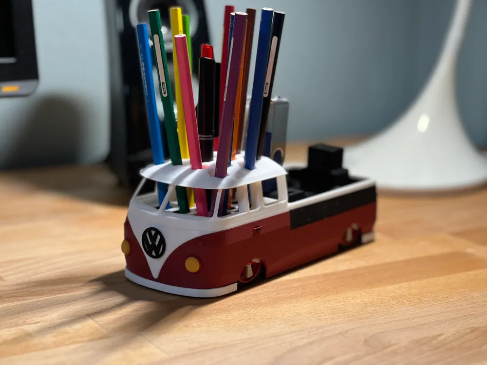 Novelty retro camper van desk caddy stationery holder UK