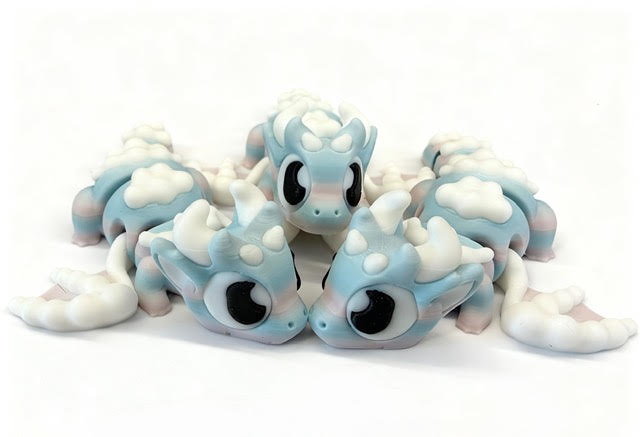 Cute dragon figure collectible pastel colours UK
